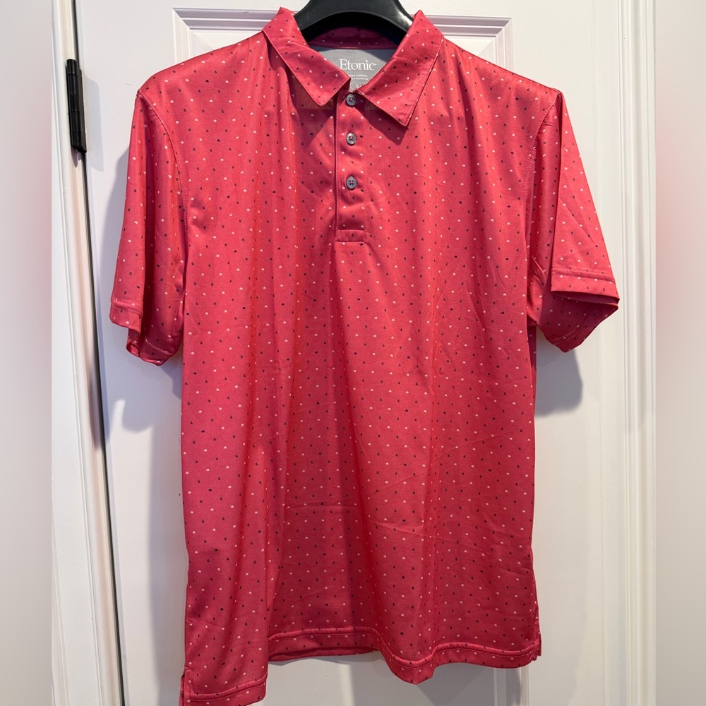 Etonic Pink Stretchy Polo Shirt with polka dot